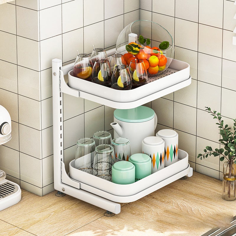 Praktyczna półka kuchenna - biała + biała półka, regulowana wysokość, odporna na korozję, duża nośność, 34,2*27,5*39 cm