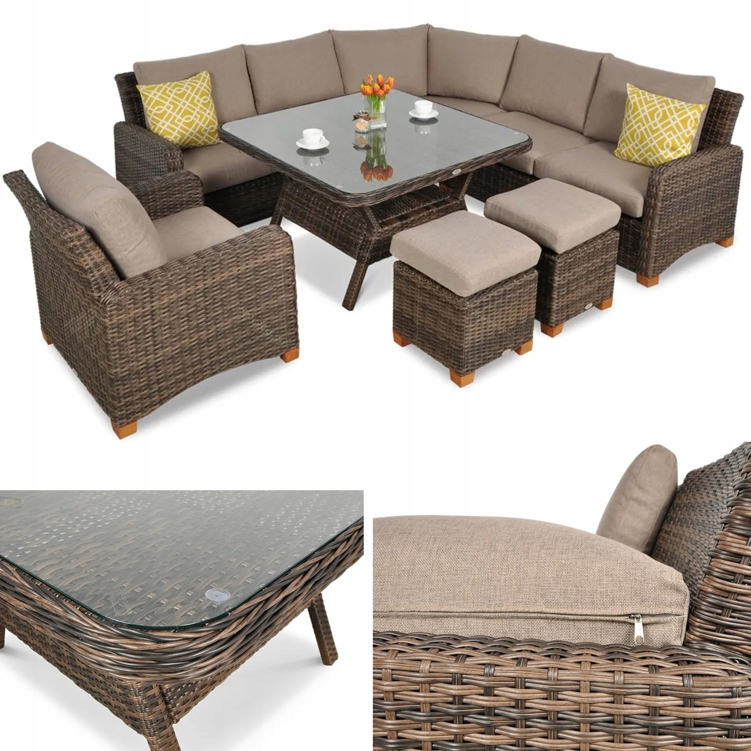 Narożnik z technorattanu TOLEDO DINING Brown 1 szt