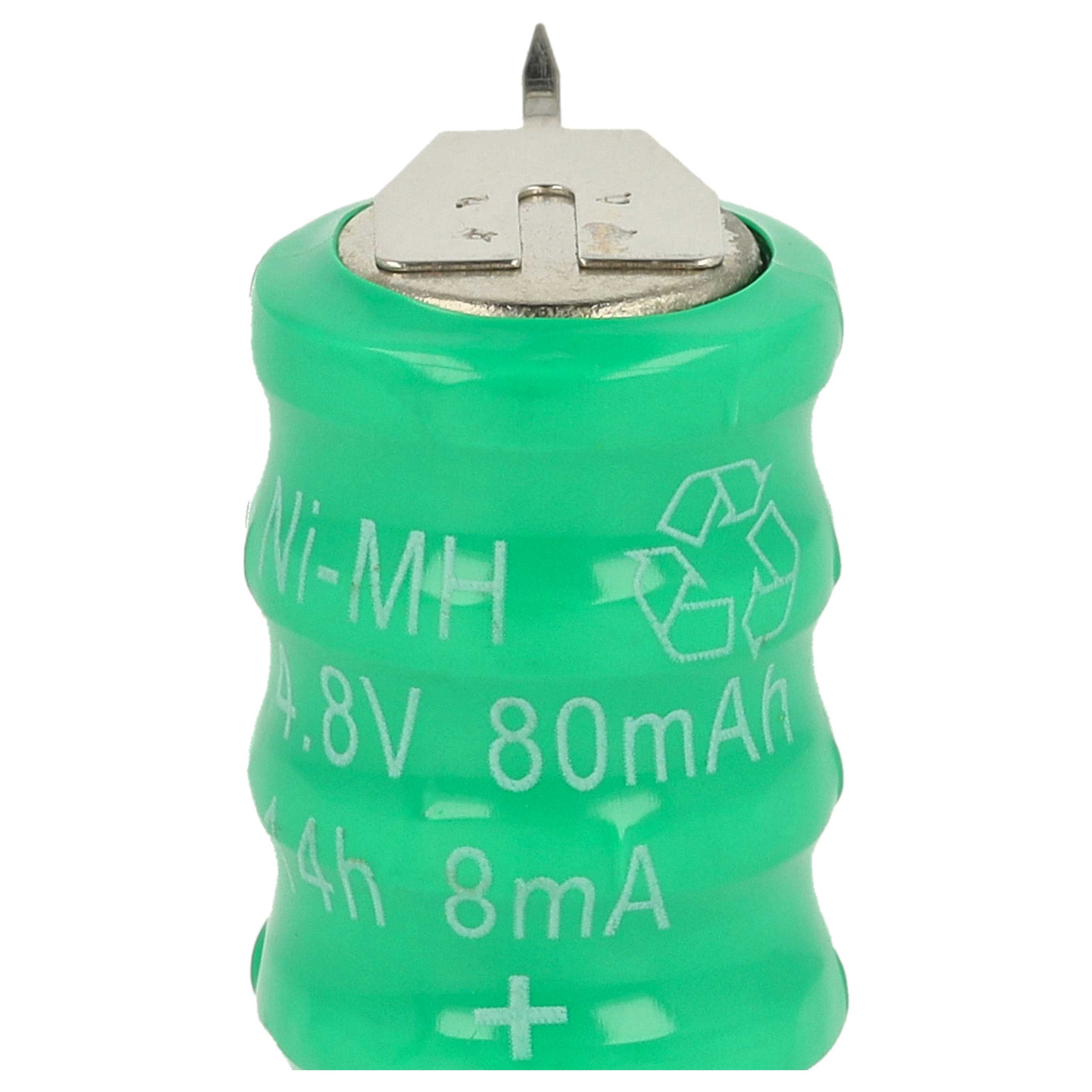 vhbw NiMH pile bouton de remplacement pour type V80H 3 épingles 80mAh 4,8V convient pour les batteries de modélisme etc. - 5
