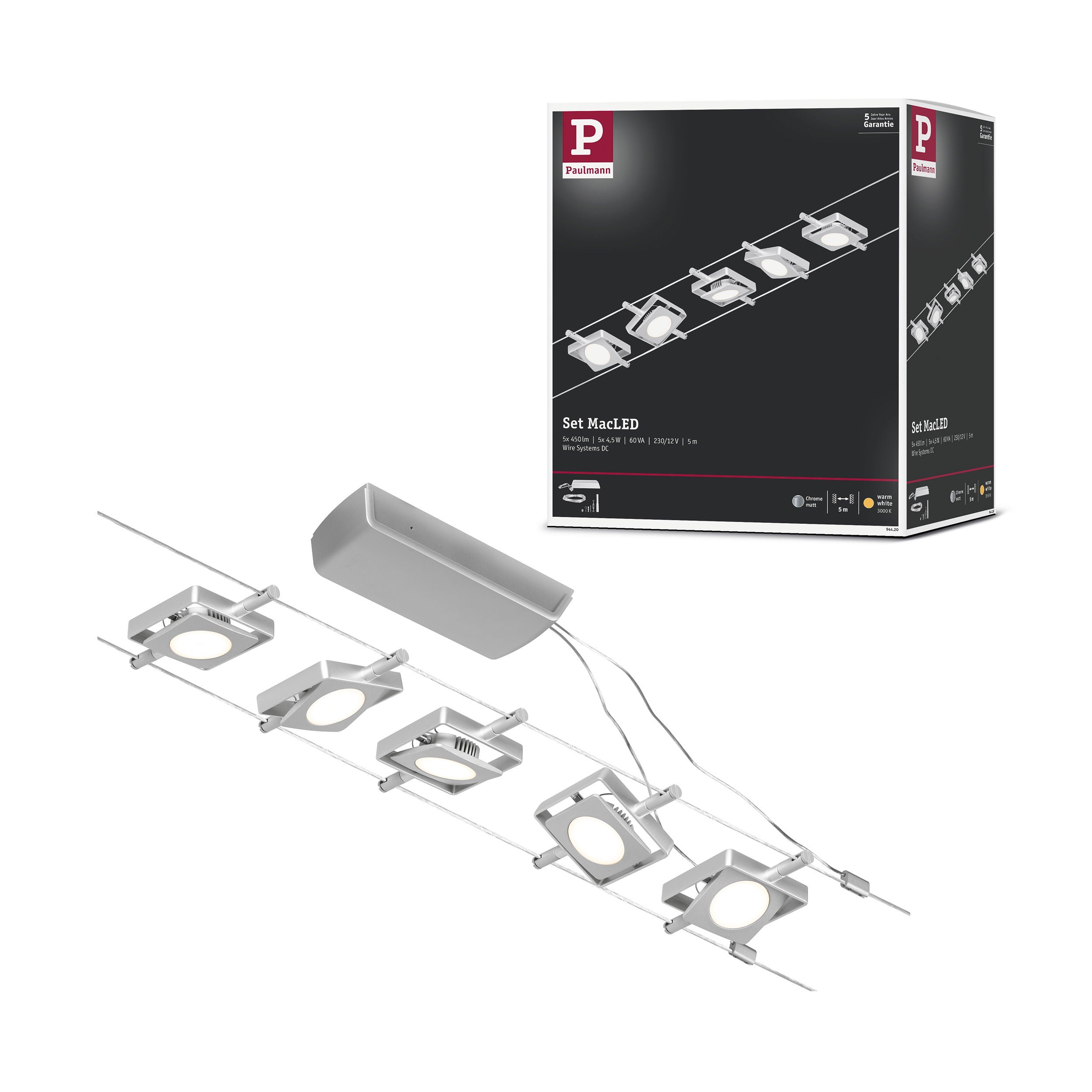 Kit De Câbles D'éclairage Extensible Paulmann CorDuo – Blanc Mat, Sans Ampoules, Pour Plafond Ou Mur - 4