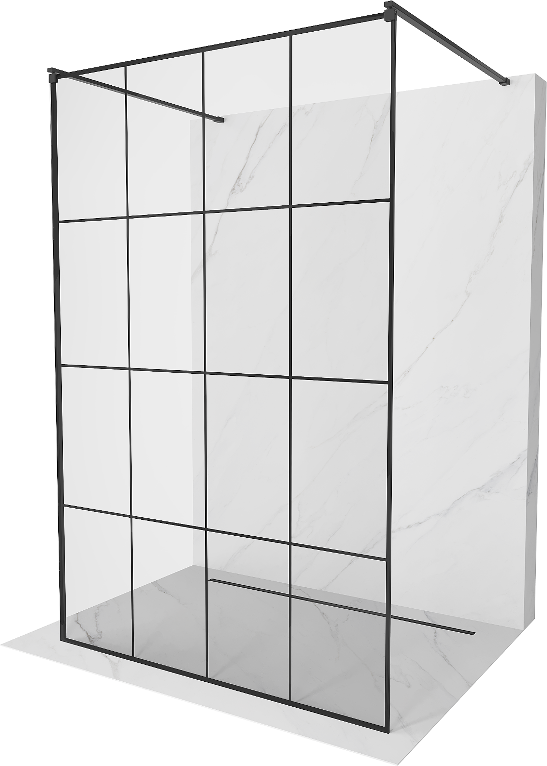 Mexen Kioto ścianka prysznicowa wolnostojąca 130 x 200 cm, czarna kratka 8 mm, czarna - 800-130-002-70-77