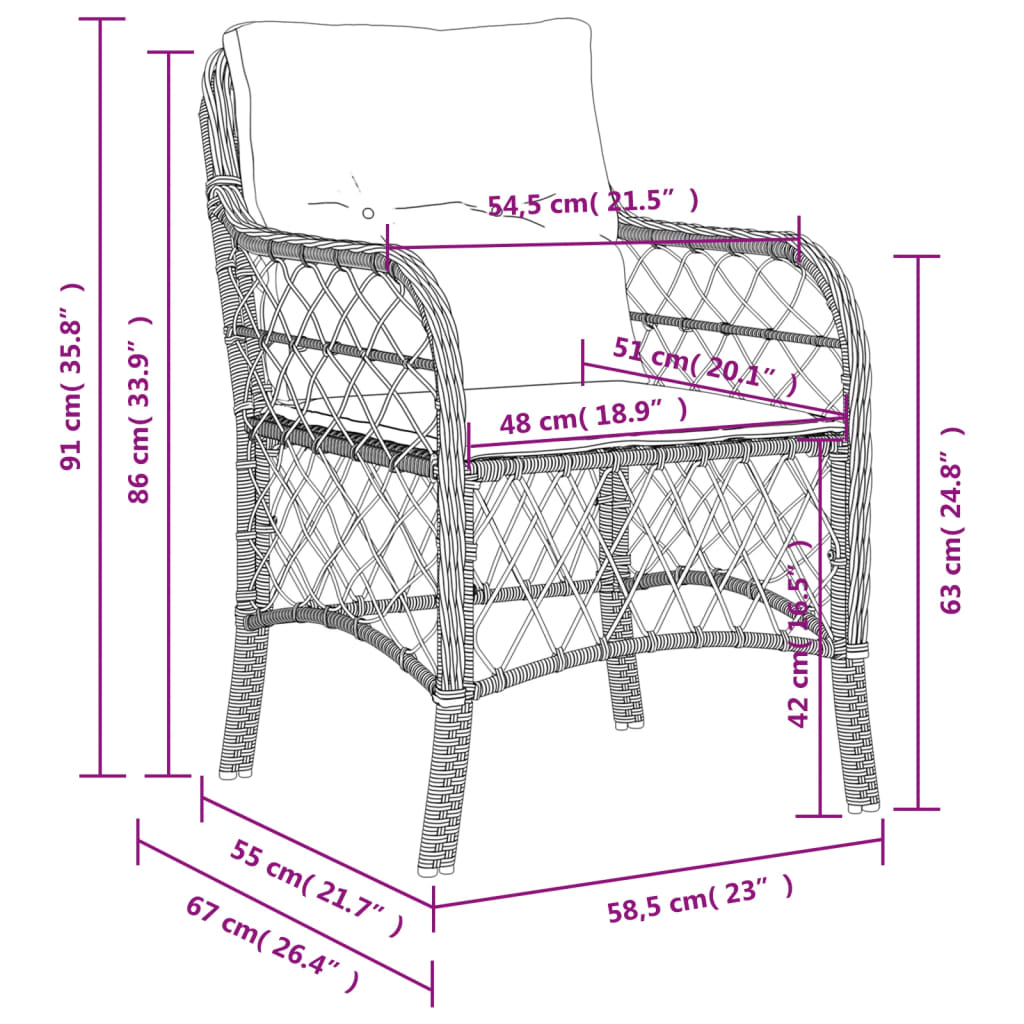 Fauteuils de jardin avec coussins 2 pcs rotin synthétique noir - COMFORTXL - 9