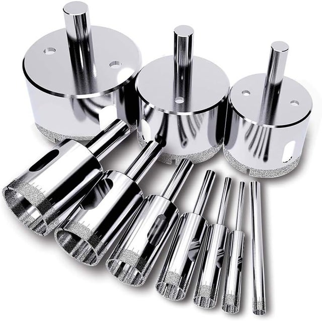 4-50mm Foret de Diamant, (10 Pcs ensemble de scie-cloche), coupeur de trou de tuile, Scie diamantée (Outils de solvant pour le verre, la porcelaine