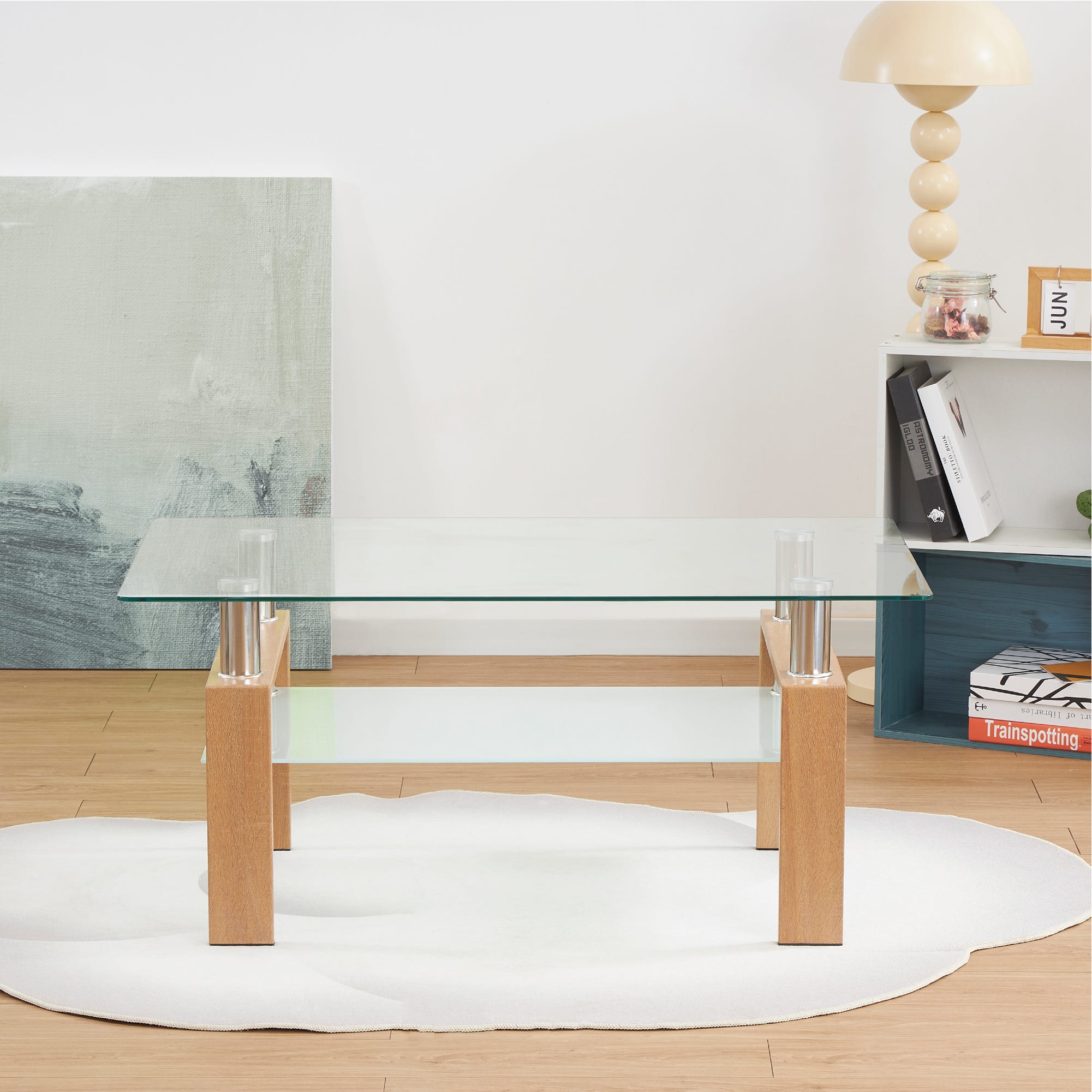 Mesa de Centro Porter 100x60x44cm, Mesa de Café Retangular em Vidro ...