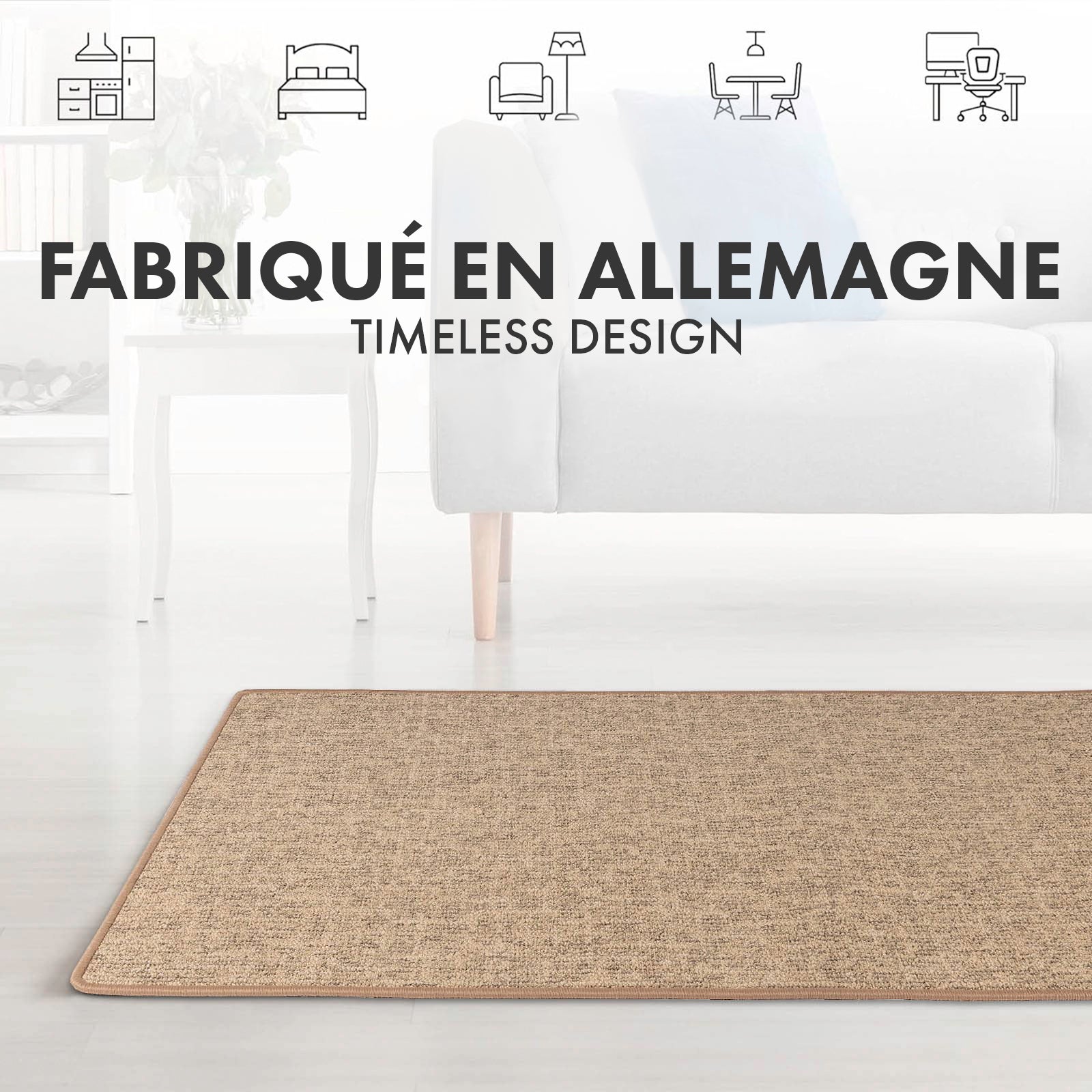 Tapis pour espaces de vie Alto, bouclé plat, Beige, 80 x 250 - 3