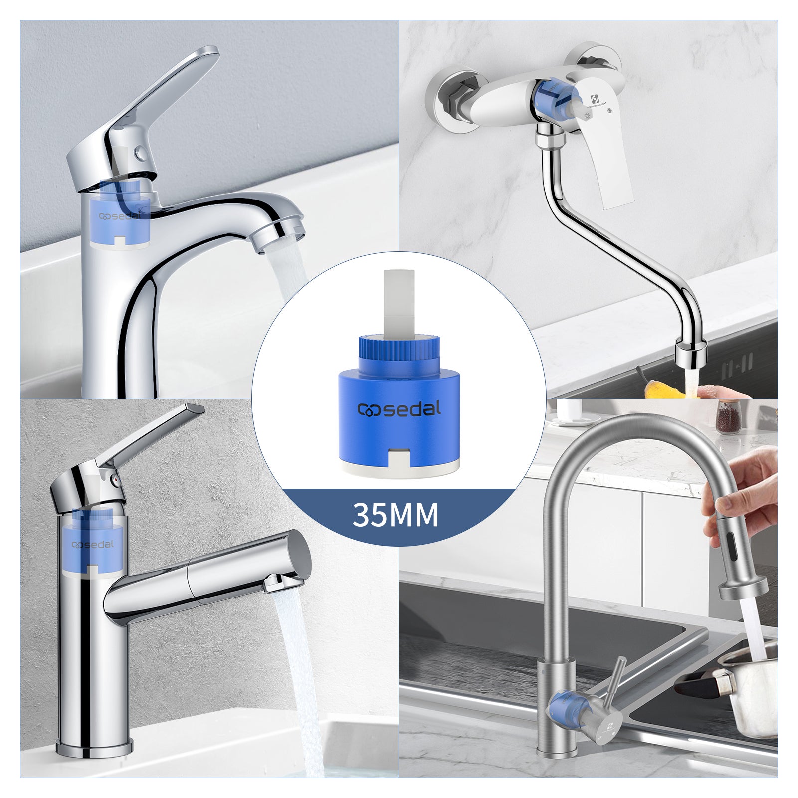 Cartouche céramique Sedal 35MM Cartouche de robinet en Céramique pour Mitigeur Valve Remplacement - 3