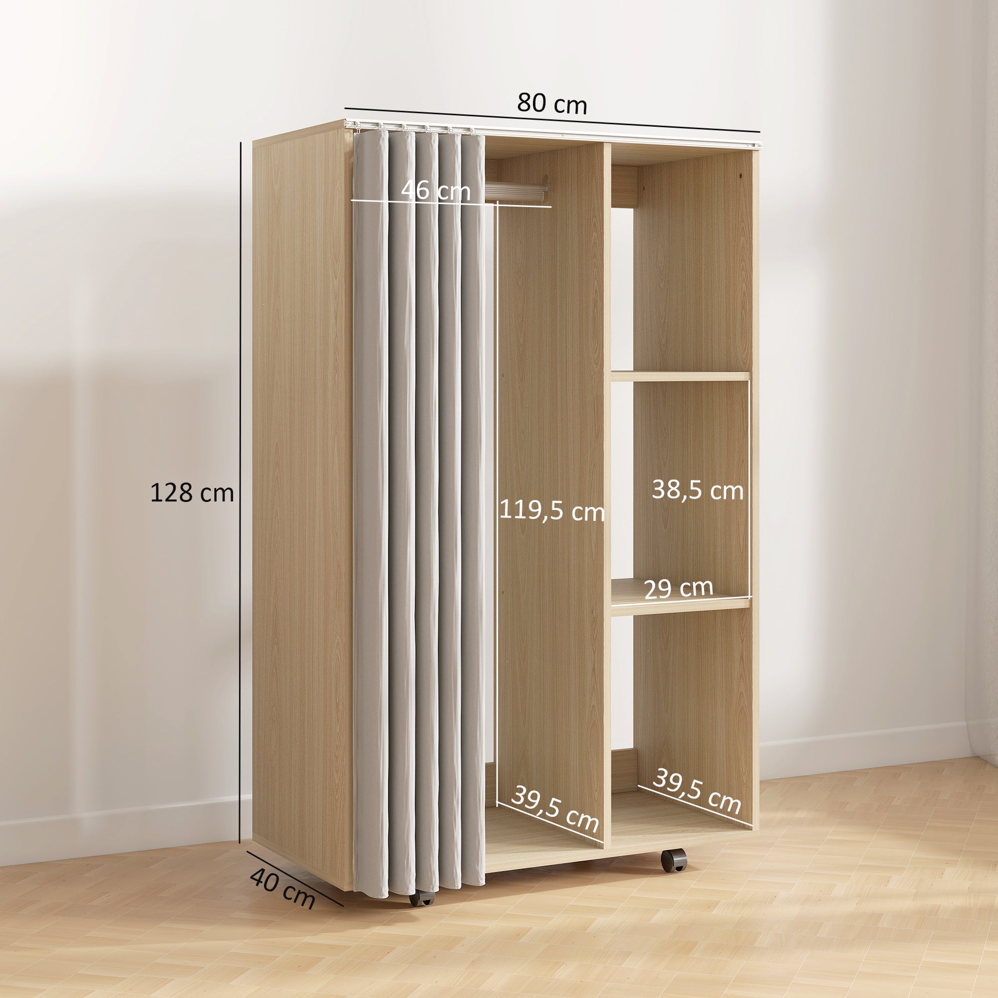 Armoire de vêtement mobile panneau de particules HOMCOM - 3