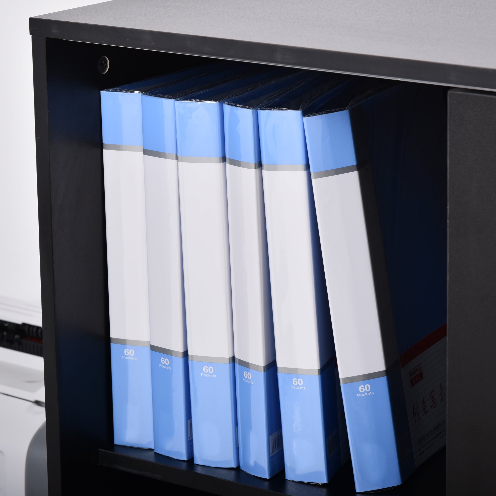 Armoire de bureau aggloméré 2 portes coulissantes HOMCOM noir - 8