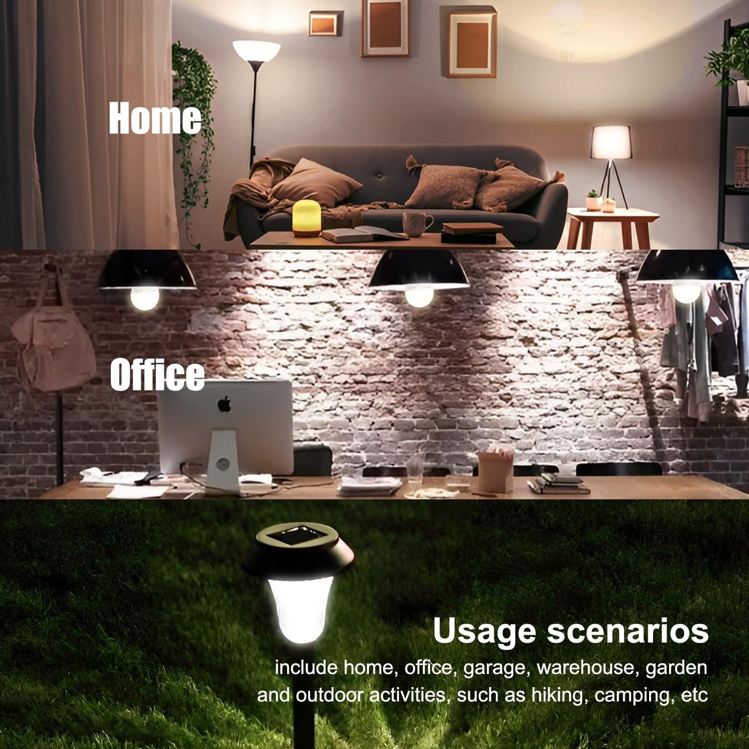 Ampoule à recharge sans fil avec télécommande, ampoule magique E27, 300 lumens,3 couleurs,intensité variable, aucun câblage requis, 2200 mAh,minuterie - 6