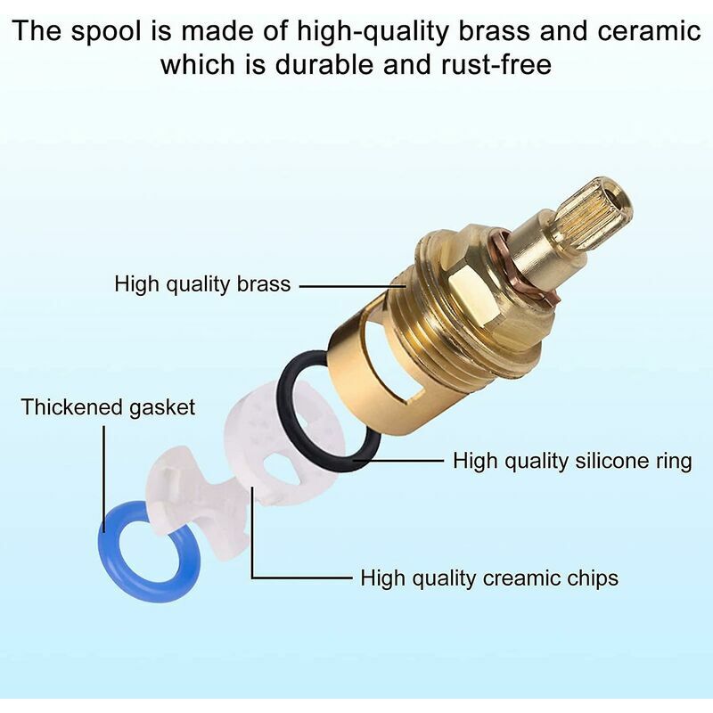 Cartouches de robinet en céramique à tête de disque de 1/2 pouce, vannes de robinet en laiton quart de tour de rechange universelles - 5