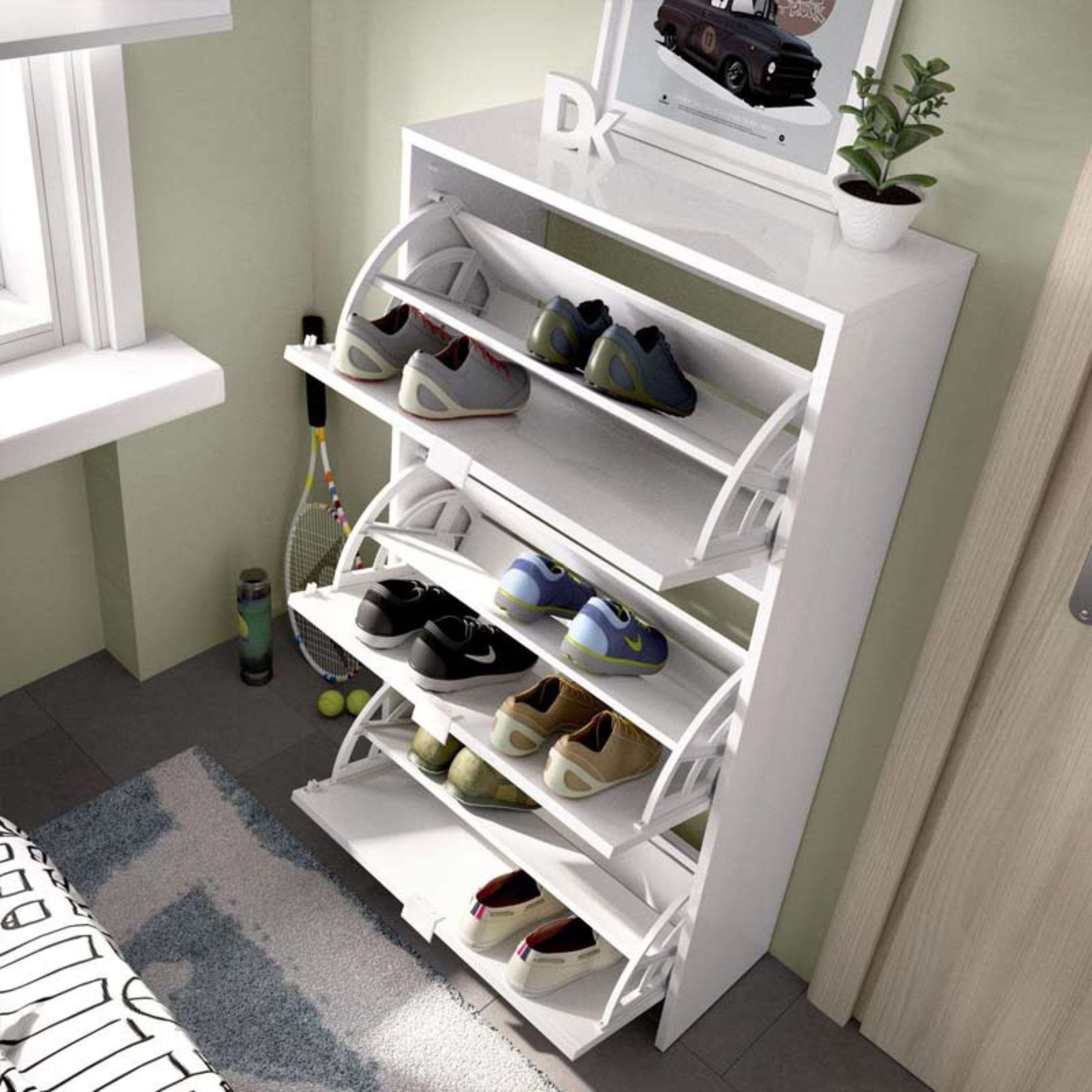 Sapateira branco brilho 3 portas 18 pares 113x60x22 cm - 8
