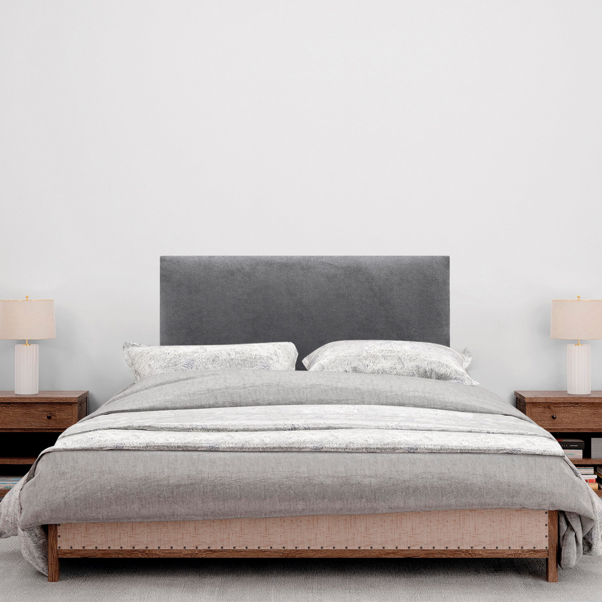 DHOME Cabecero de Tela AQUALINE Liso cabeceros Cabezal tapizado Cama Lujo (Tela Gris Ceniza, 105cm (Camas 80/90/105)) - 4