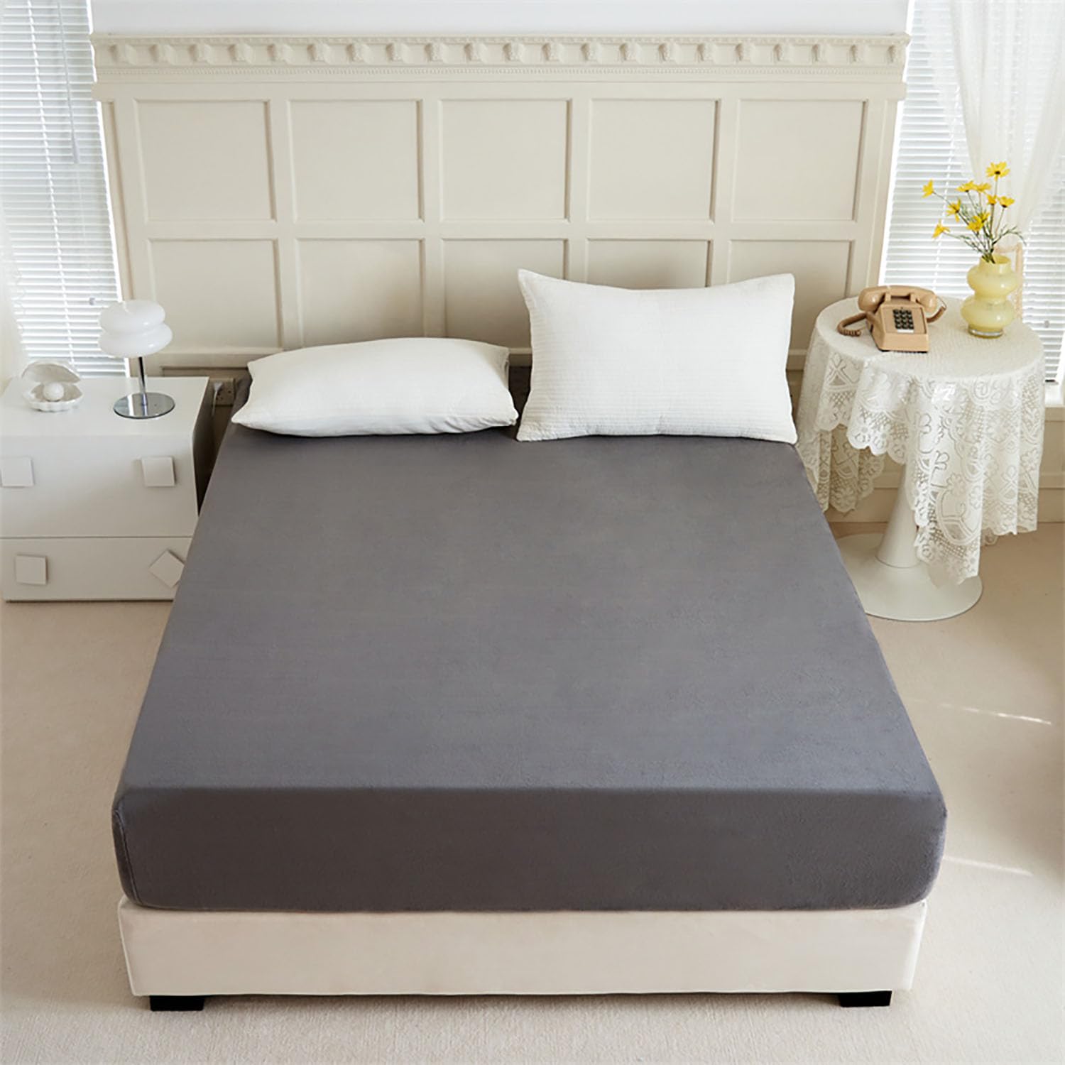 Tienda eurasia  sabana bajera coralina, poliéster transpirable, gris oscuro, cama 180