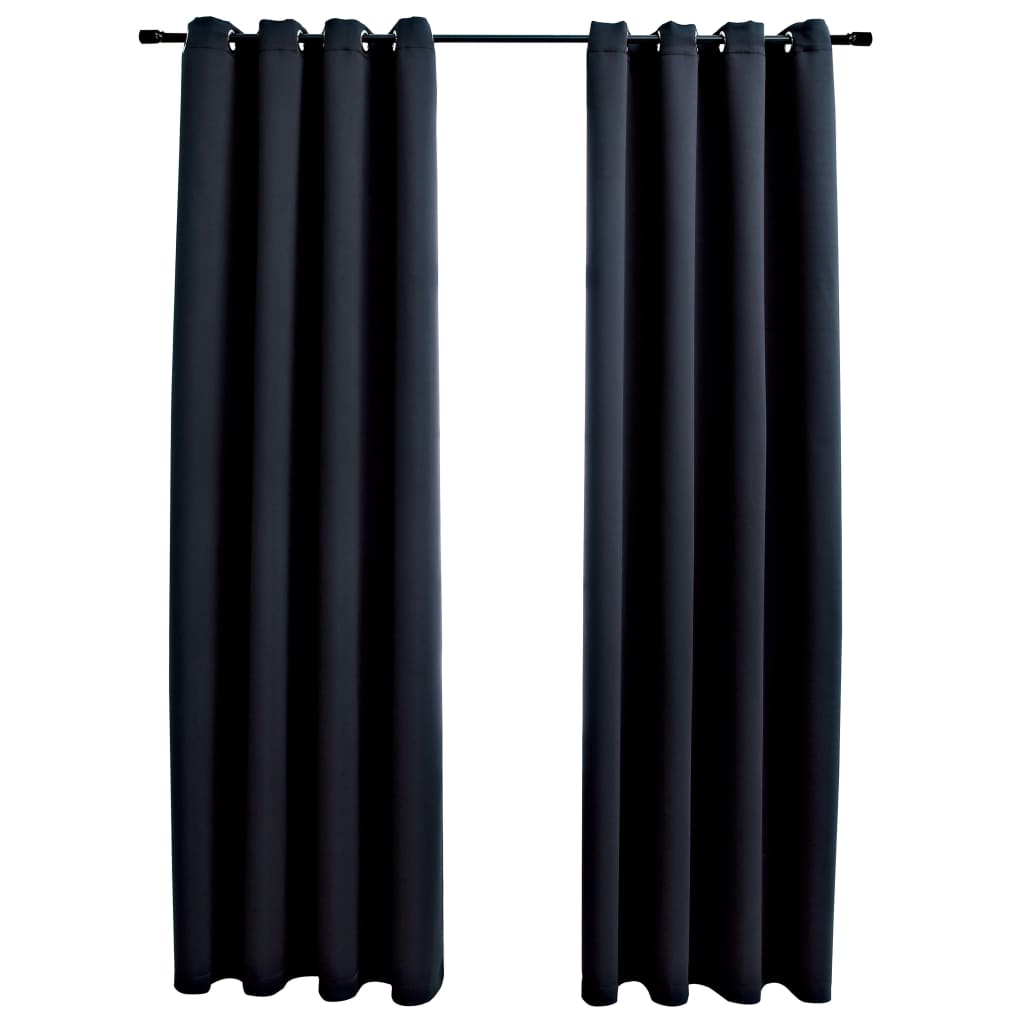 2 piezas cortinas opacas | cortinas oscurantes con anillas de metal negro 140x225 cm cfw31336