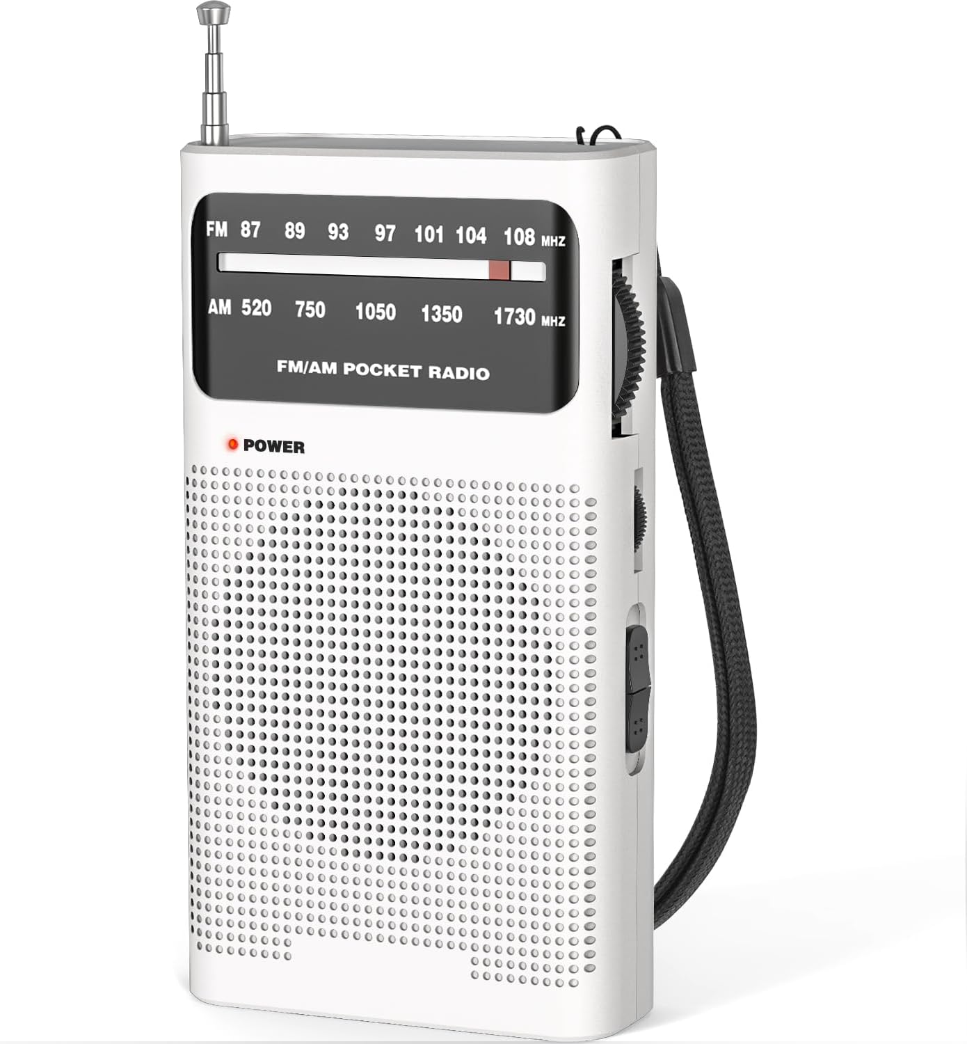 Radio przenośne, radio AM(MW)/FM zasilane bateryjnie, tranzystorowe radio kieszonkowe, miniaturowe radio przenośne – białe