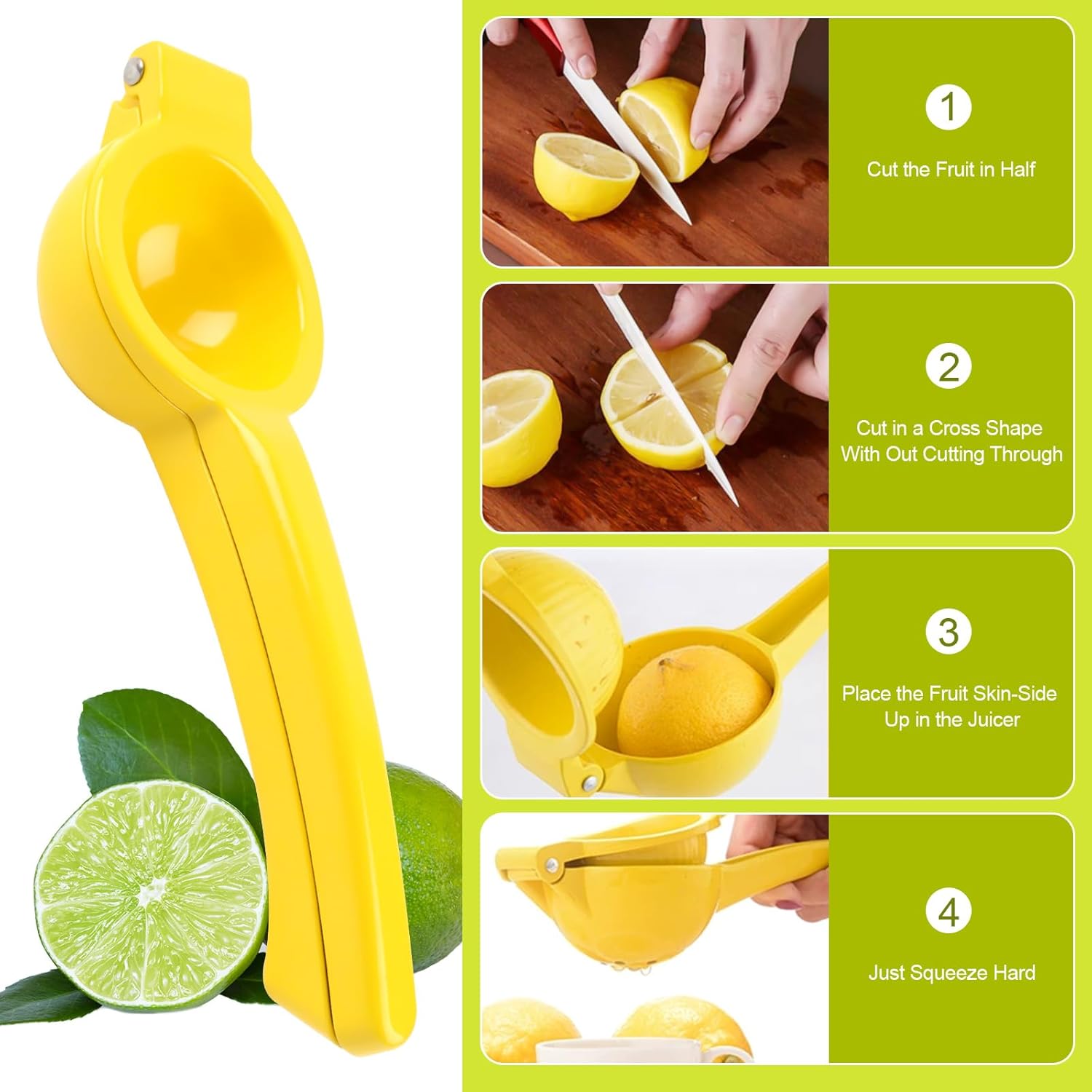 Presse-agrumes Manuel 2 En 1 Métal Jaune - Pour Citrons Et Limes - Occasion Bon état