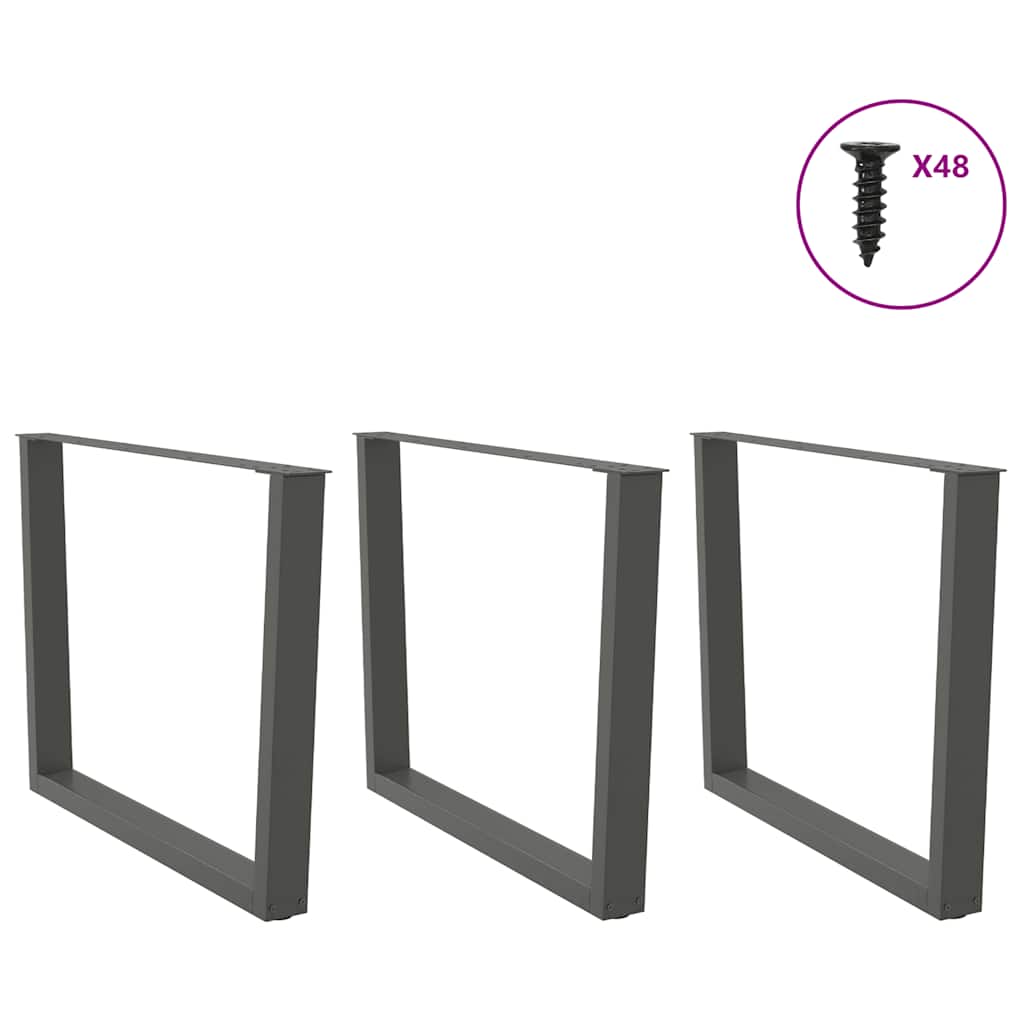 Maison Exclusive - Pieds de table à manger en forme de V, 3 pièces, anthracite, 100 x (72-73,3) cm, acier - 3