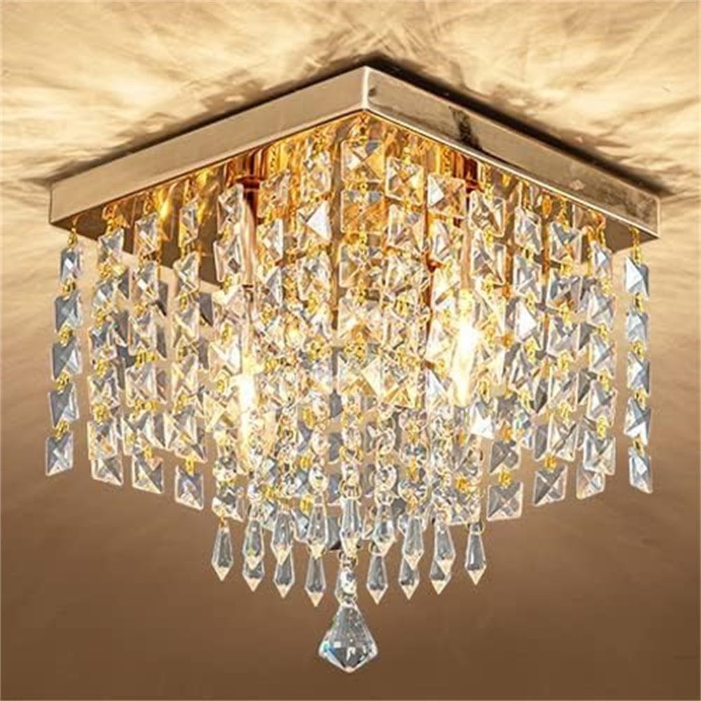 Leroy Merlin Lámpara de techo de acrílico cristalino,luminaria led empotrable moderna,casquillo e14,luz cálida,apta para dormitorios y salas de estar25x25x30cm 