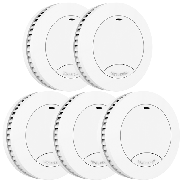 Aroha Safety Pro Mini Rilevatore di Fumo - Batteria da 10 Anni - Sensore Fumo - Allarme Anticendio - 5 pezzi