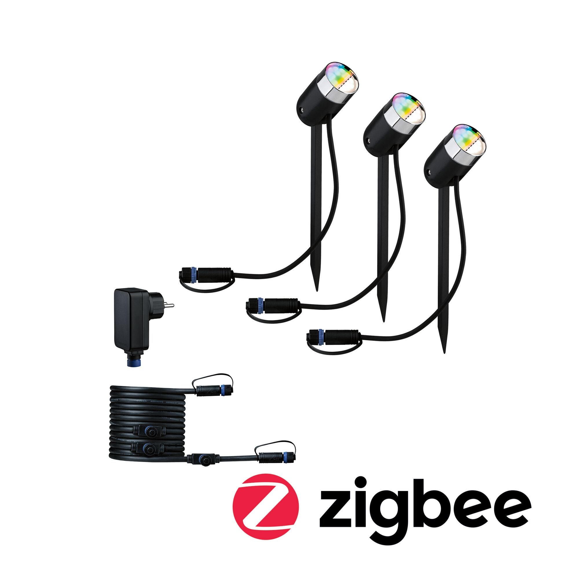 Plug & Shine Projecteur de jardin LED Smart Home Zigbee 3.0 Pike Kit de base IP65 RGBW+ 3x4,2W 21VA Anthracite - 2