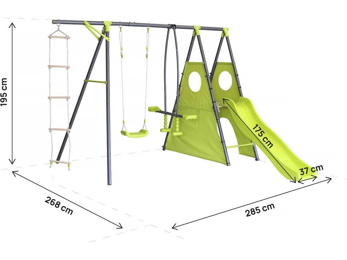 Portique de jeu métal avec toboggan 