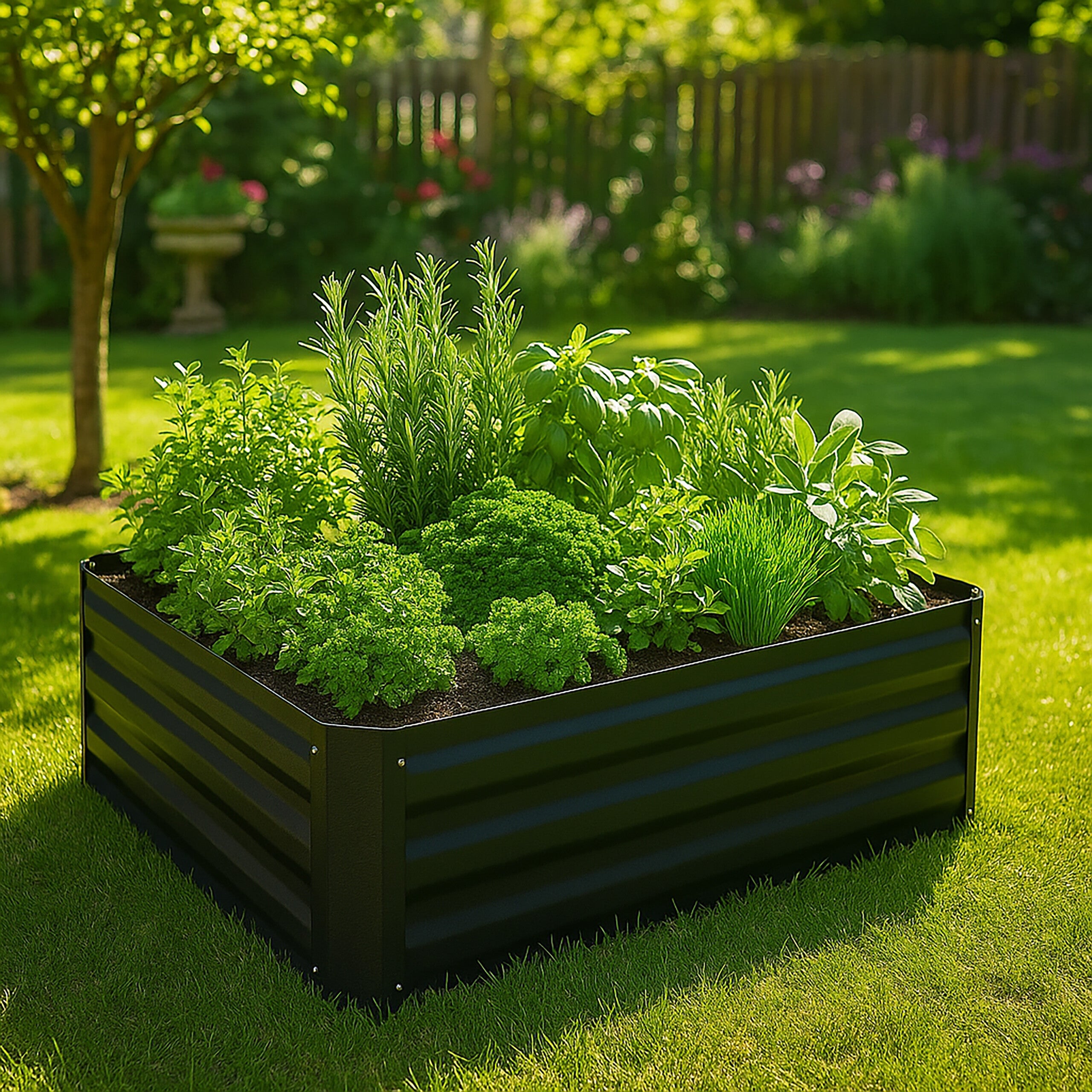 Fioriera Rialzata In Ferro Zincato 30x90x90 Cm – Aiuola Per Erbe E Fiori, Senza Fondo Per Drenaggio, Grigia, Resistente Alle Intemperie