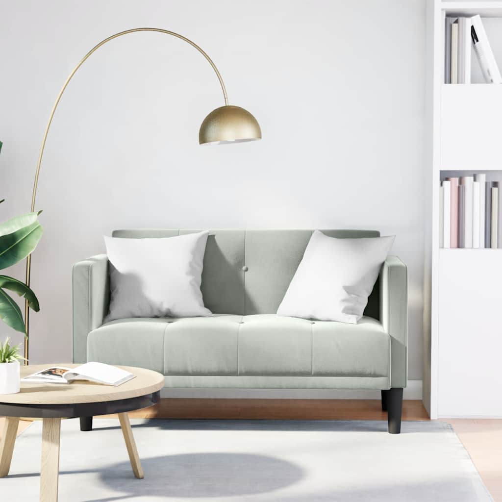 Vidaxl Sofá De Dos Plazas De Terciopelo De 111 Cm Gris/Claro , Leroy Merlin