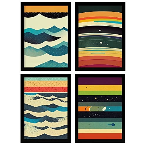 Nacnic set de 4 posters mar en estilo abstracto llamativas y modernas ilustraciones artísticas a todo color para el diseño y size a3 sin marco