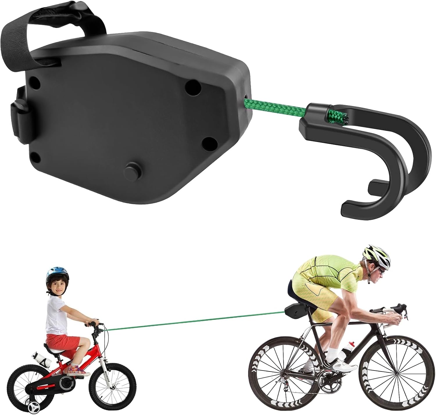 Kit De Barra De Remolque Para Bicicleta De Niños: Enganche En U De Acero Para Remolque Infantil, Mascota O Carga (2 Piezas Negro + 2 Hebillas Plata)