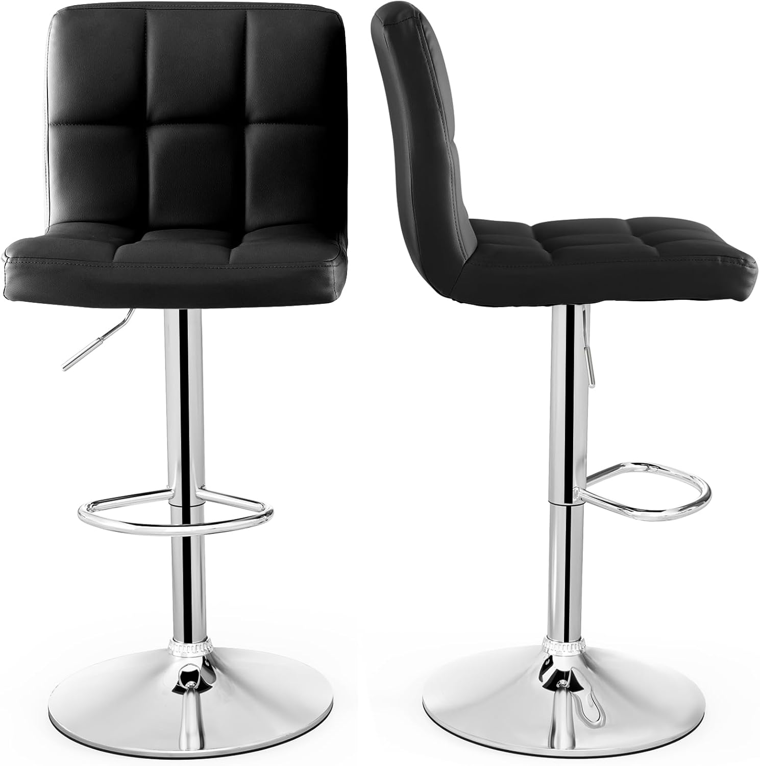 Stołek barowy, zestaw 2 sztuk, krzesła barowe 65-85 cm, taboret do siedzenia z oparciem i podnóżkiem, taboret kuchenny do jadalni, baru, domu,