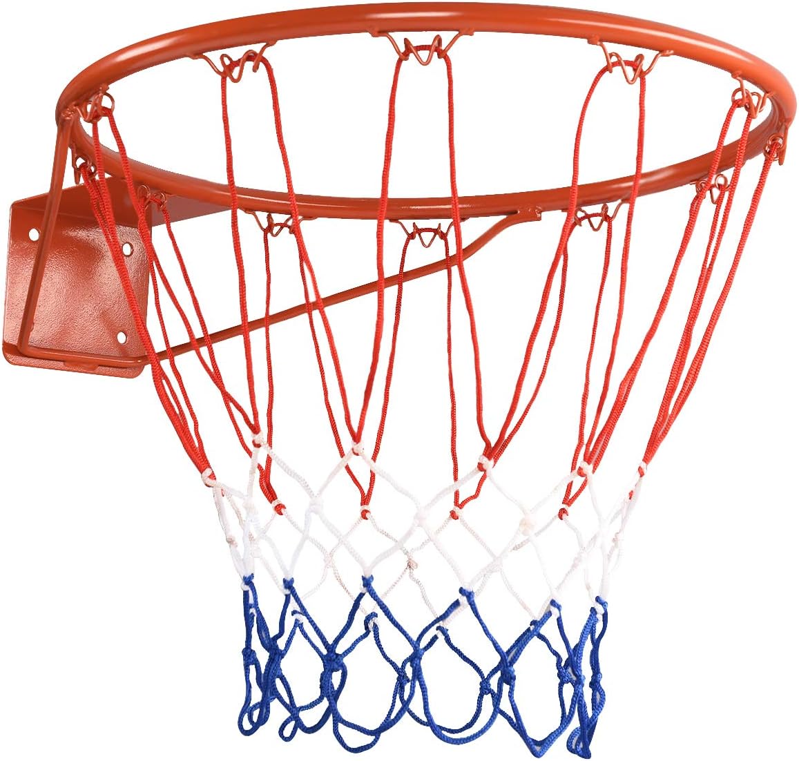 Ø 45 cm pierścień do koszykówki z siatką, kosz do koszykówki wykonany ze stalowej ramy i odpornej na warunki atmosferyczne nylonowej siatki,