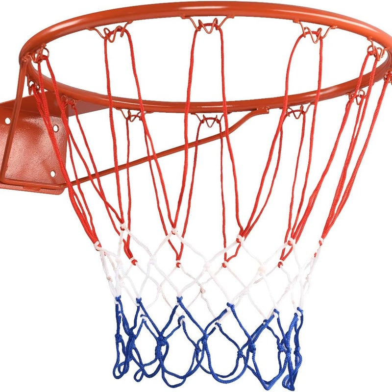 Ø 45 cm pierścień do koszykówki z siatką, kosz do koszykówki wykonany ze stalowej ramy i odpornej na warunki atmosferyczne nylonowej siatki,