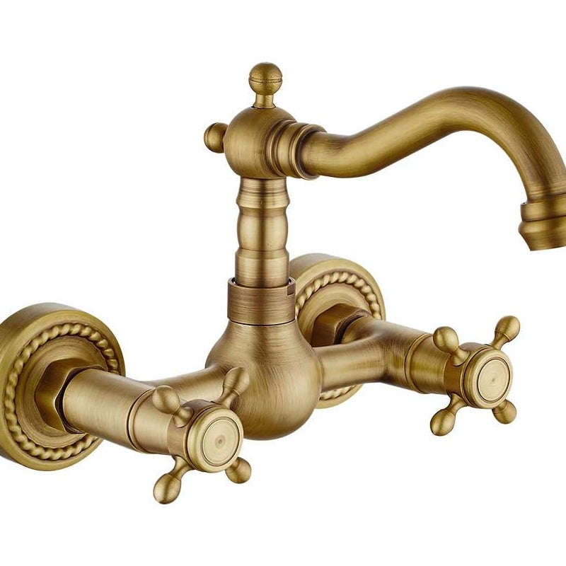 Wodoodporna bateria kuchenna w stylu vintage - Obrotowa o 360° bateria do ciepłej i zimnej wody - Bateria umywalkowa z brązu