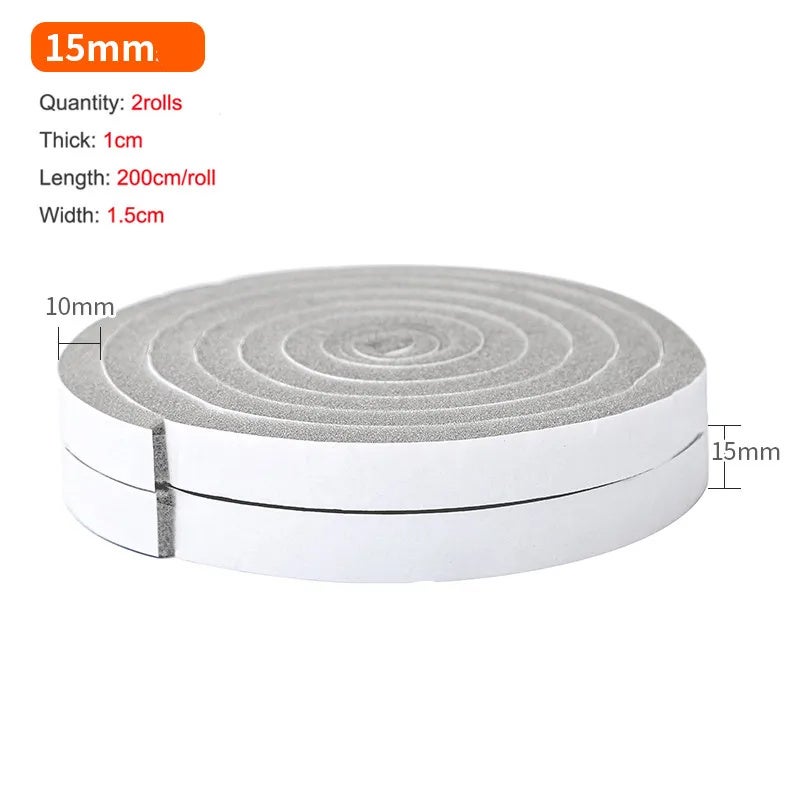 2 cintas de espuma autoadhesivas de 10 mm x 15 mm x 2 m, burlete para puerta, burlete a prueba de viento, a prueba de golpes, para puerta y ventana - 2