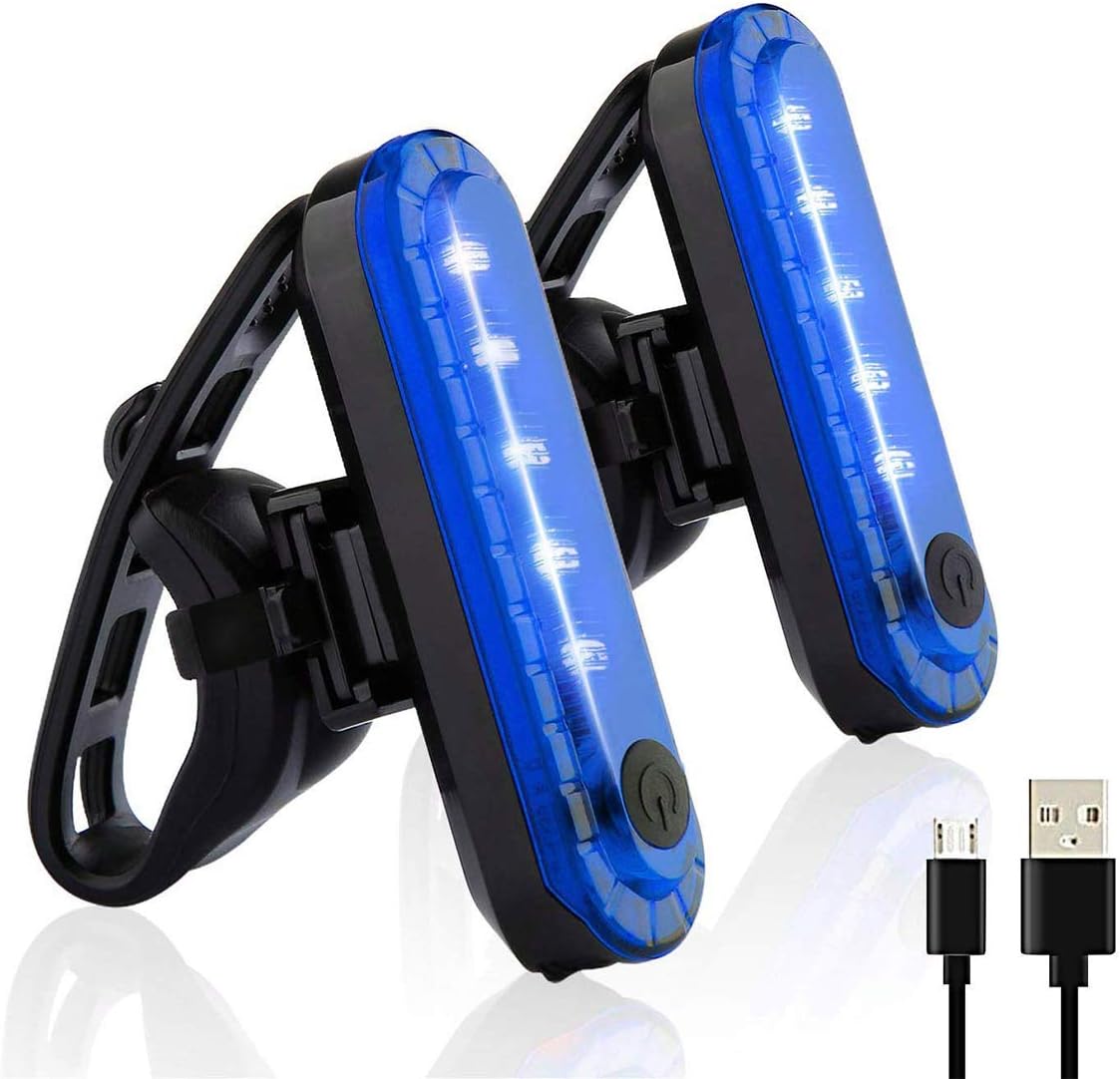 Niebieskie tylne światła rowerowe, zestaw 2 sztuk, superjasne tylne światła rowerowe ładowane przez USB, pasujące do każdego roweru szosowego.