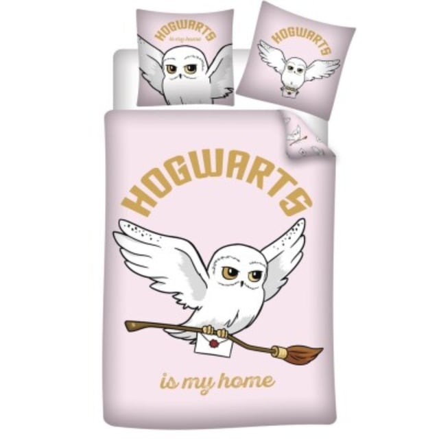 Parure de Lit Harry Potter – Edwige Rose – Housse de Couette + Taie d'oreiller