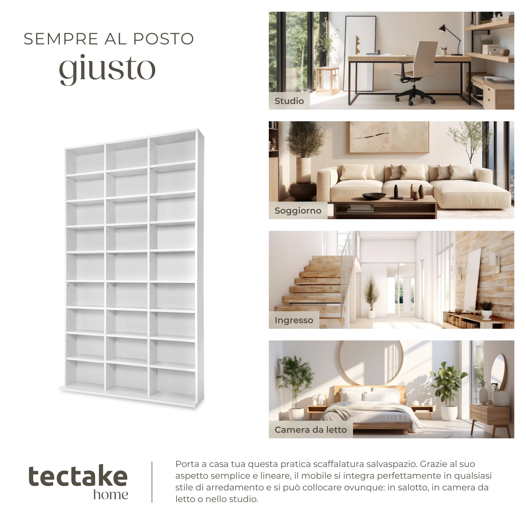 Scaffale in legno MDF per DVD CD 180 x 102 x 23,5 cm TECTAKE - 5