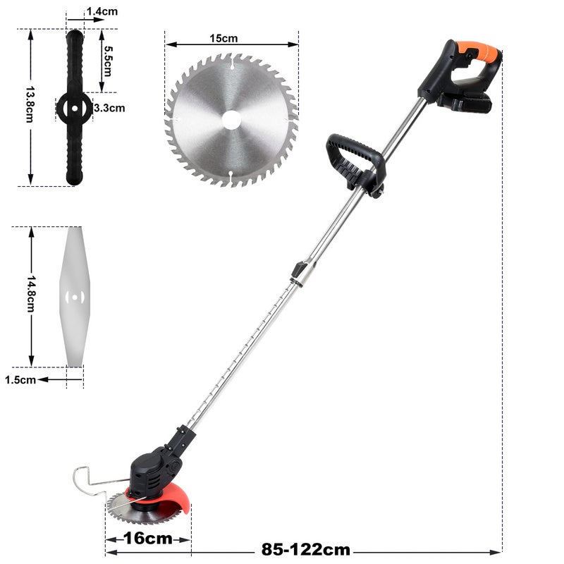Débroussailleuse Tondeuse à gazon avec 2x 21V 1.5.0Ah & chargeur batterie 18krpm Avec chargeur - 4