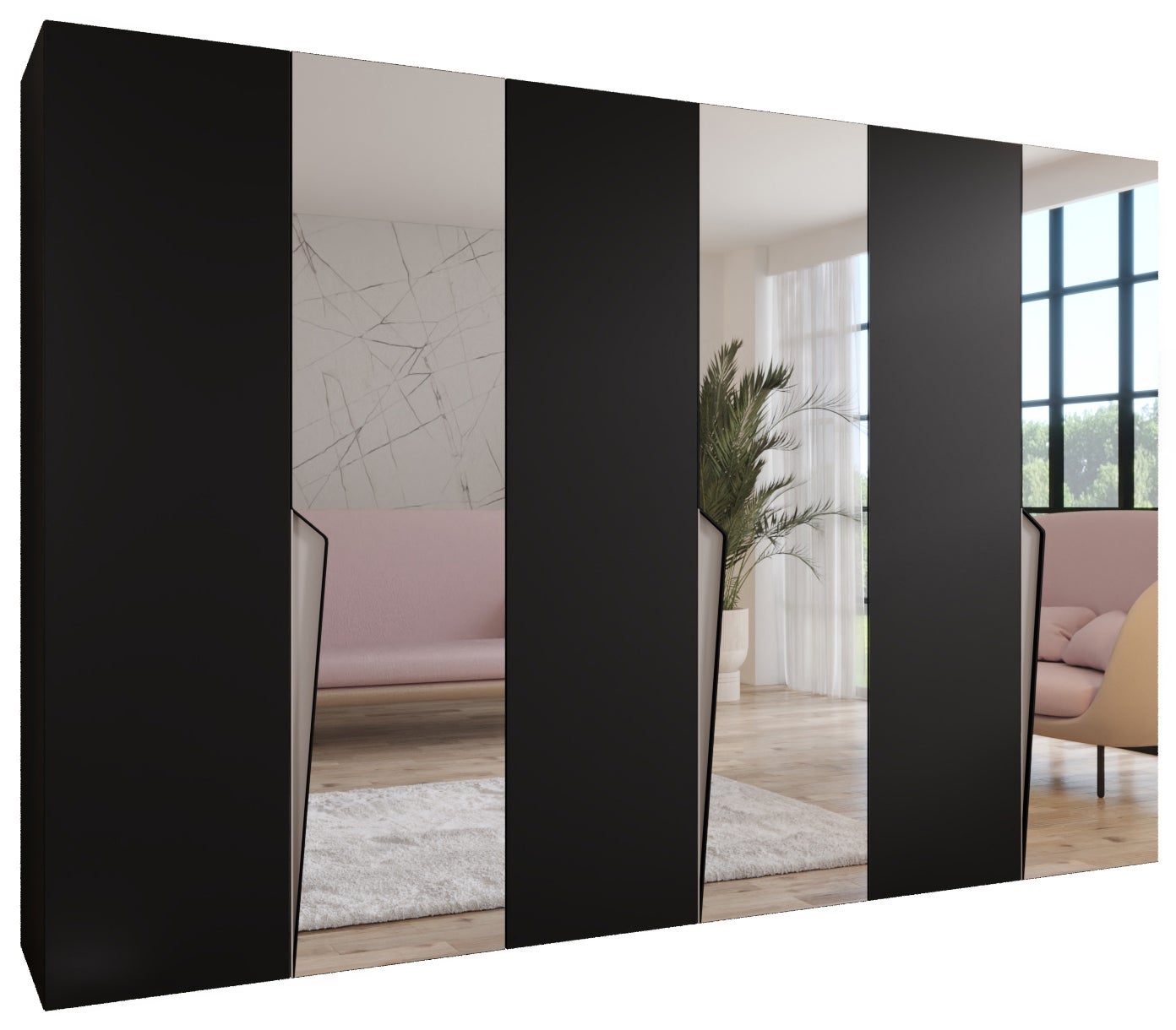 Szafa uchylna otwierana Piano 2 300 (100x3) x 52 x 202 cm czarny + u. Kaszmir Abiks Meble