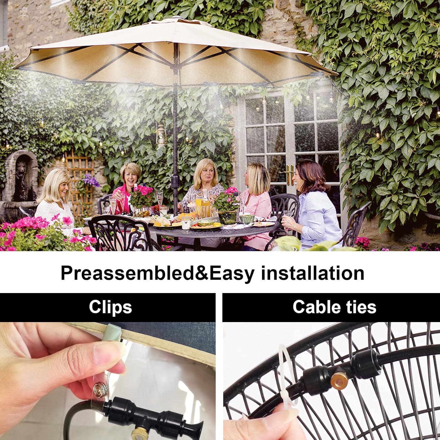 Kit Brumisation Extérieur 20m - Brumisateur pour Terrasse, Jardin & Parcs Aquatiques - Système DIY Anti-Chaleur - 7