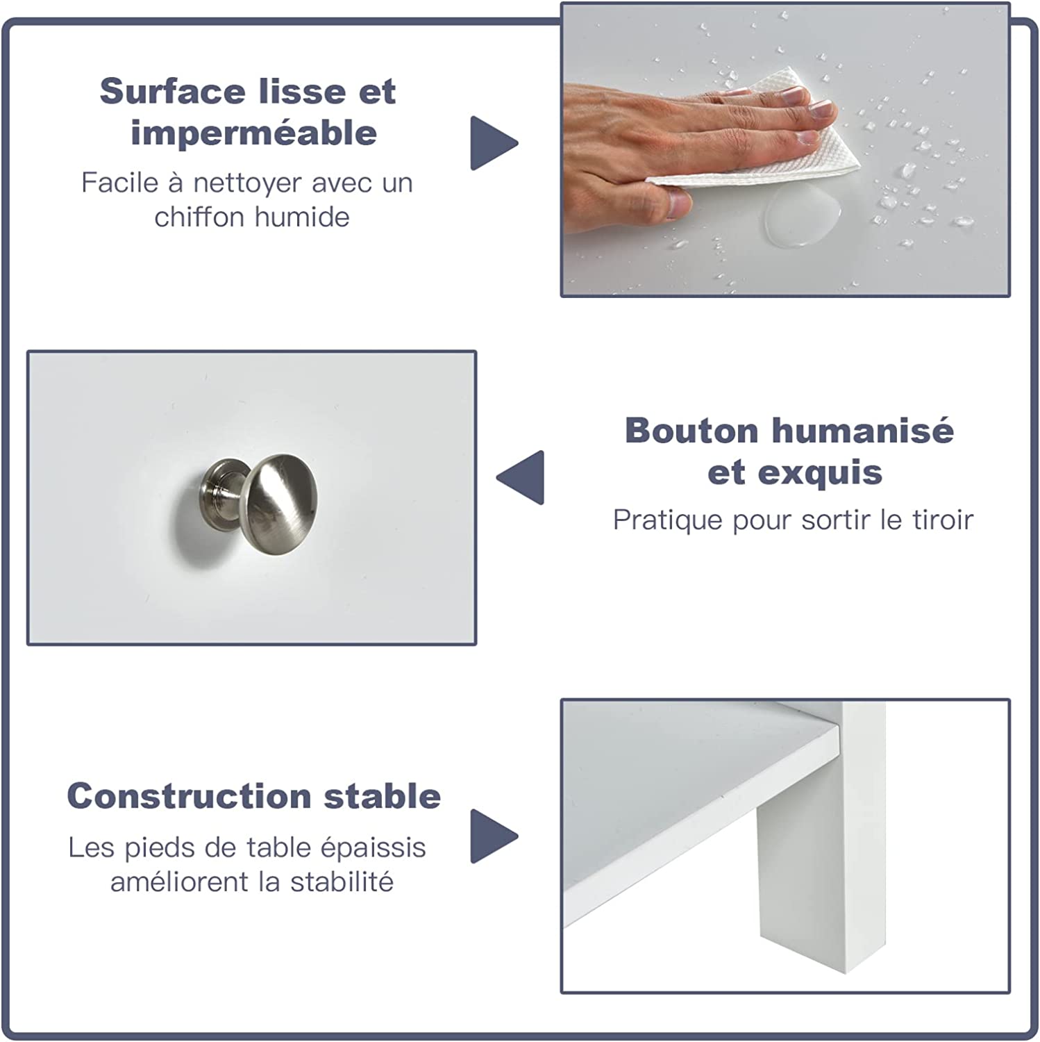 Comodino con Cassetto, Tavolino in Legno con 2 Livelli, Cassettiera da Letto Multifunzionale per Salone Camera da Letto Corridoio, 48 x 40 x 5 - 4