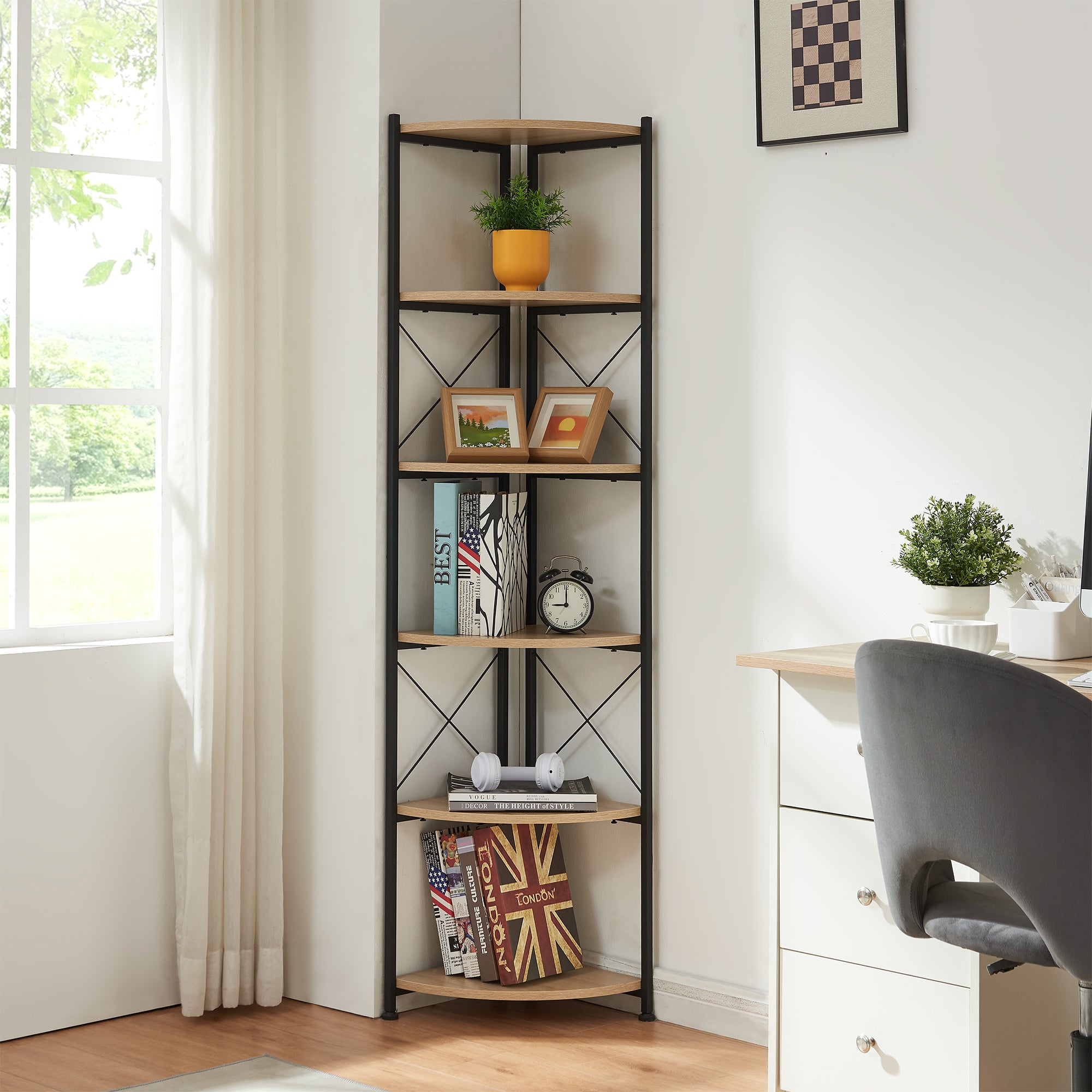 Étagère à plantes Ulfborg 6 niveaux 160 x 30 x 30 cm effet bois noir [en.casa] - 4