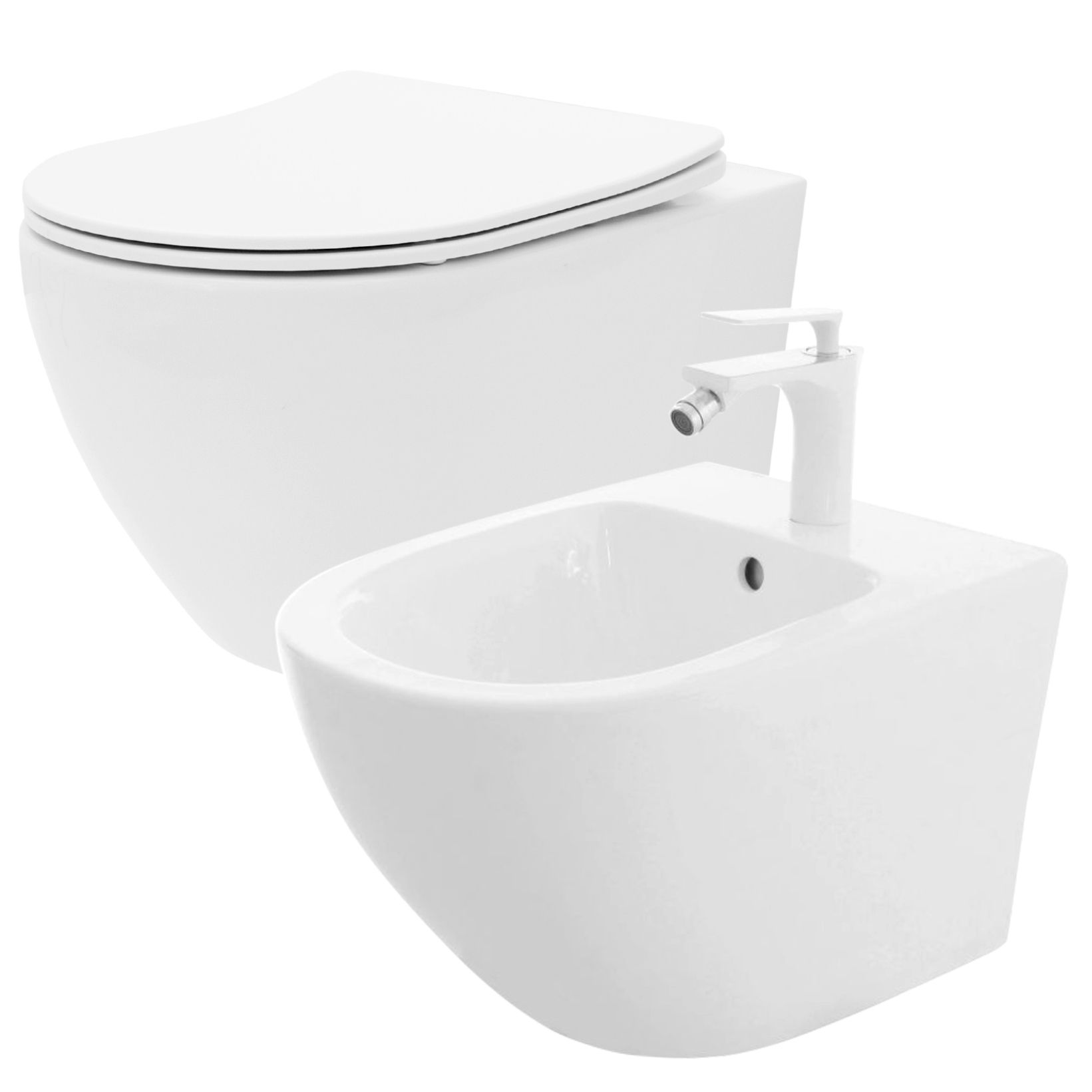 Rea Vas Wc Carlo Flat Mini Rimless + Bideu Carlo Mini