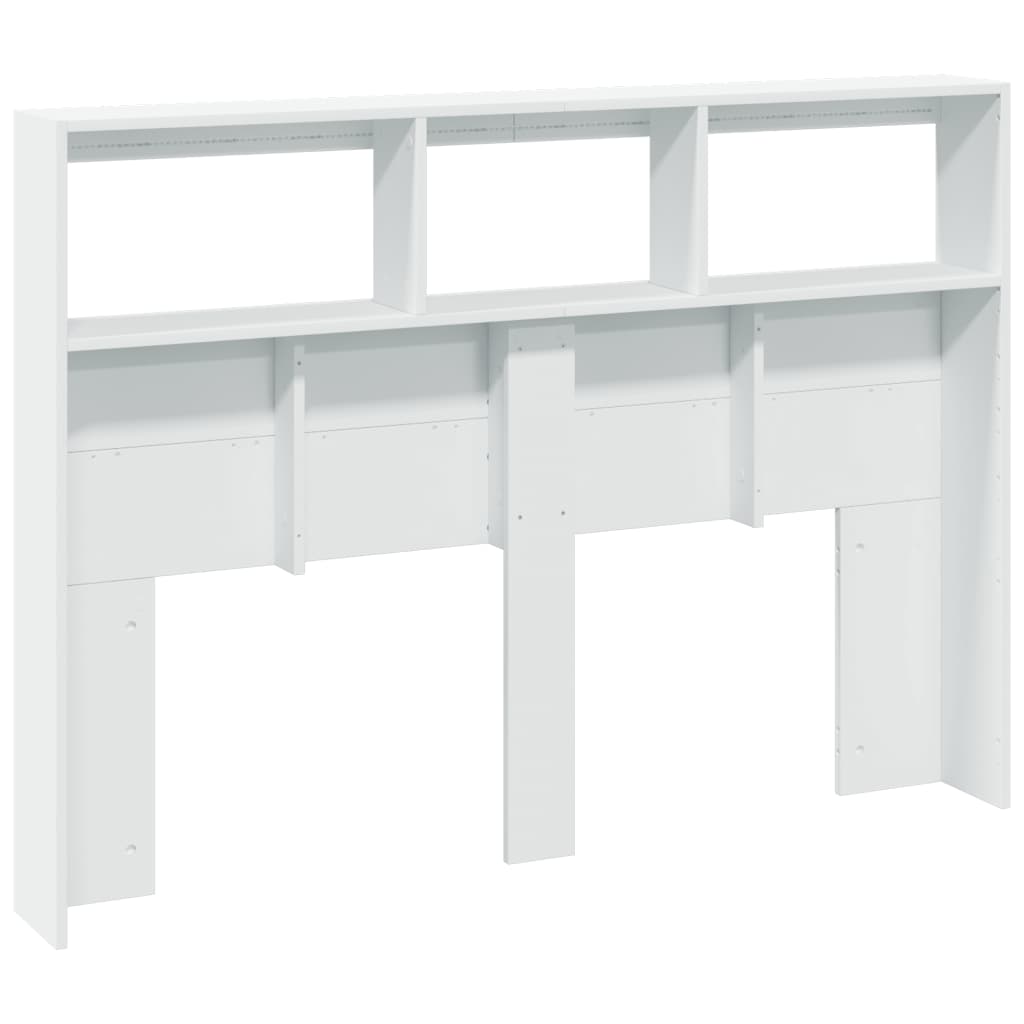 vidaXL Armoire tête de lit avec LED blanc 140x17x102 cm - 8
