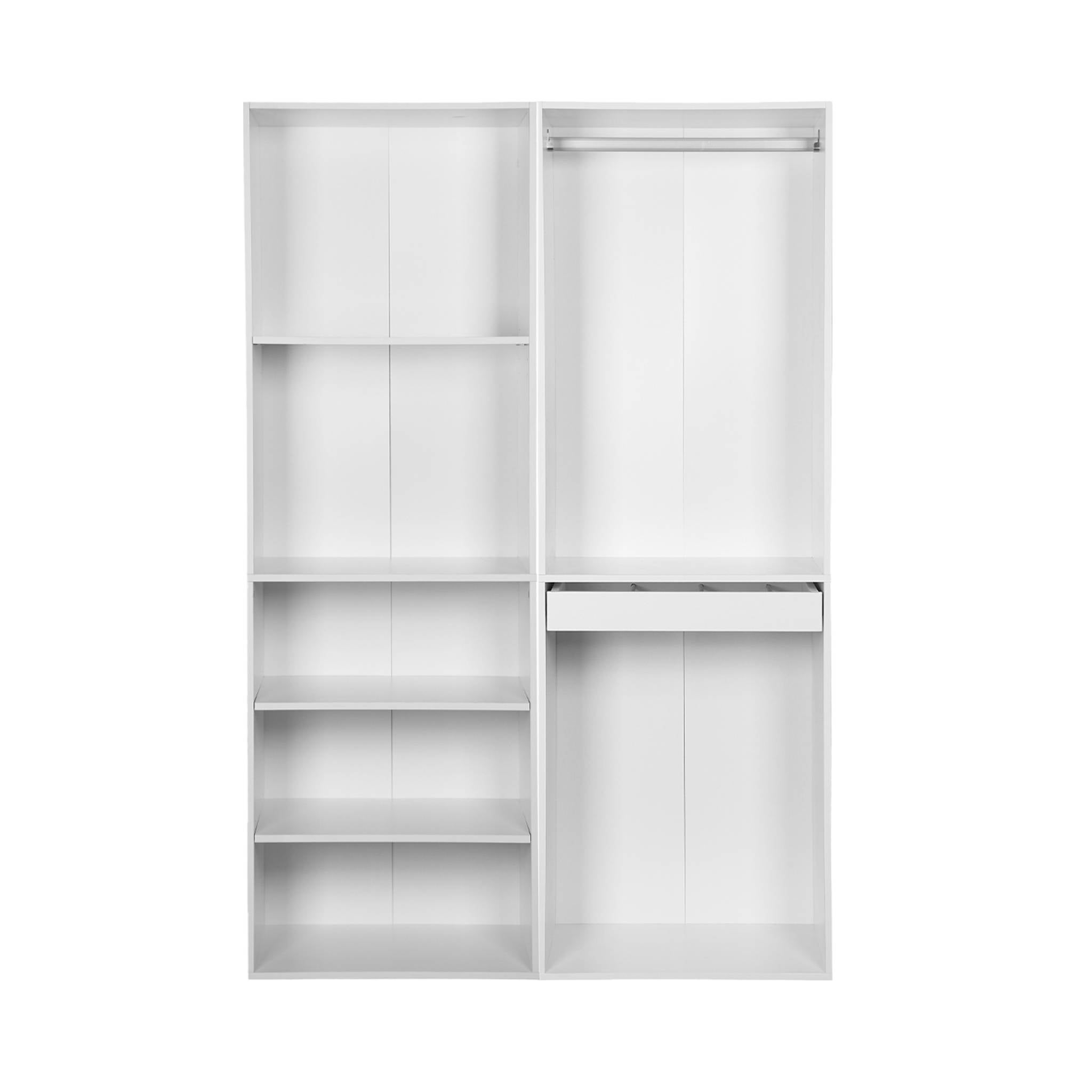 Kit dressing modulable avec 2 éléments. étagères. penderie. porte pantalons. coloris blanc 120 x 45 x 180 cm MODULO - 2