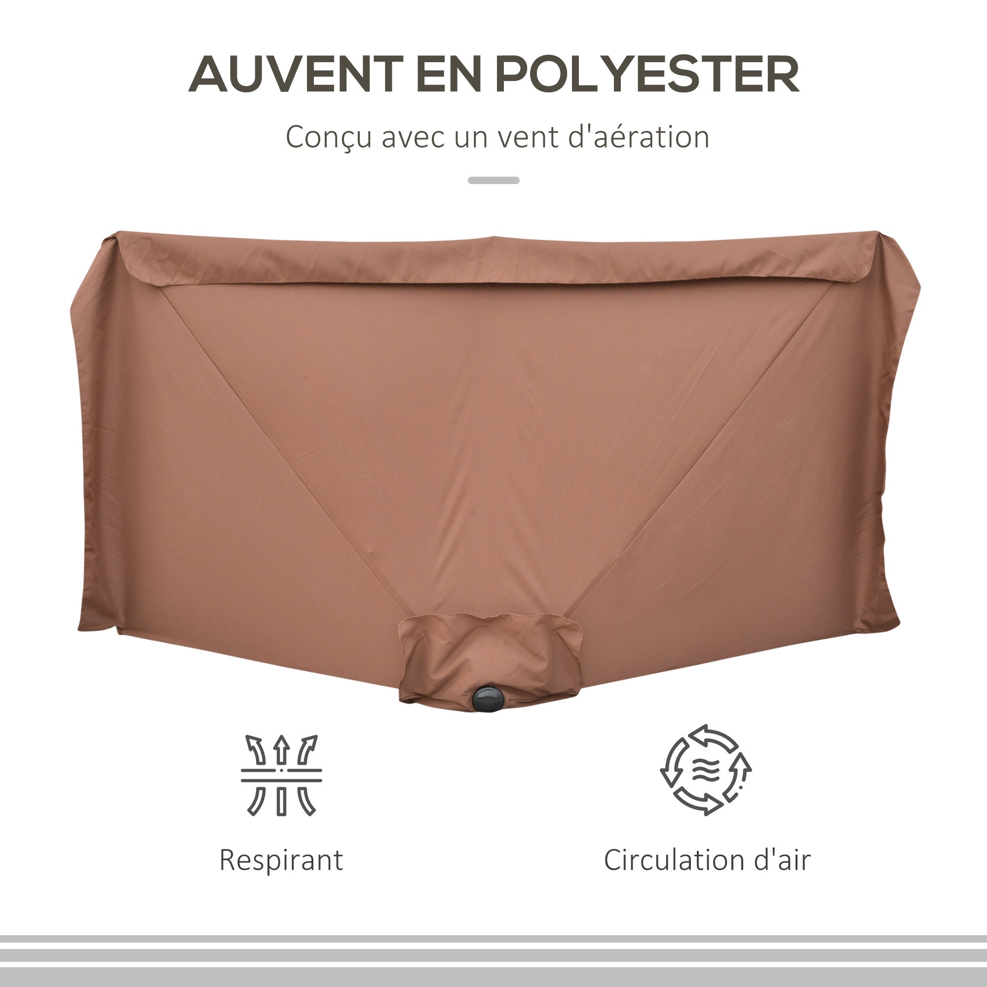 Parasol de balcon - demi parasol - 5 entretoises métal polyester haute densité - 5
