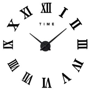 Horloge Murale Adhésive Acrylique - Chiffres Romains Design Classique Pour Salon Et Entrée