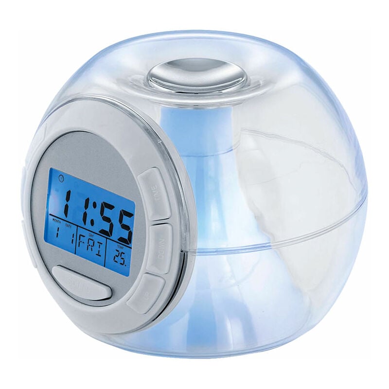Elegancki budzik LED, stolik nocny RGB, zegar zmieniający kolory, naturalne tony Eglo 75209