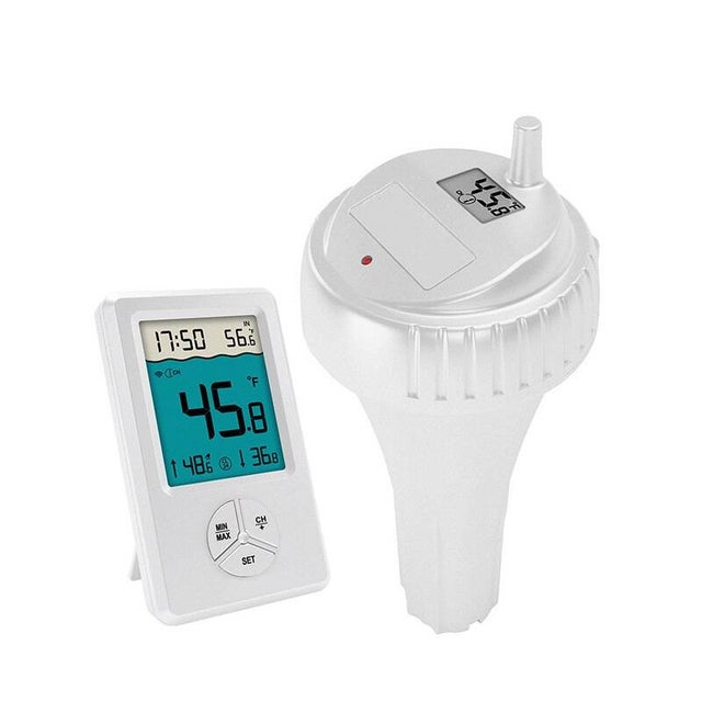 Thermomètre de piscine flottant sans fil, thermomètre intérieur extérieur pour piscine, spa, bains à remous et étangs, blanc