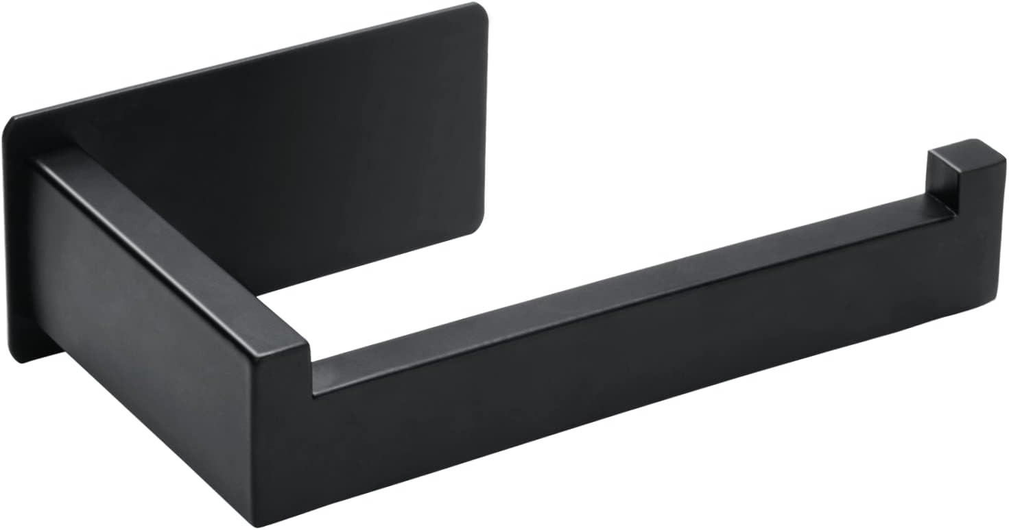 Uchwyt na papier toaletowy, bez wiercenia, ze stali nierdzewnej, odpowiedni do łazienki i kuchni (czarny)